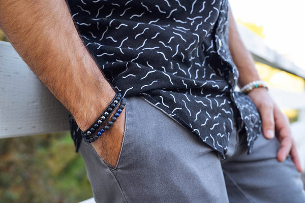 Men - Men's Healing Bracelet Strength and Wisdom - Girl Intuitive - Lotus and Luna -