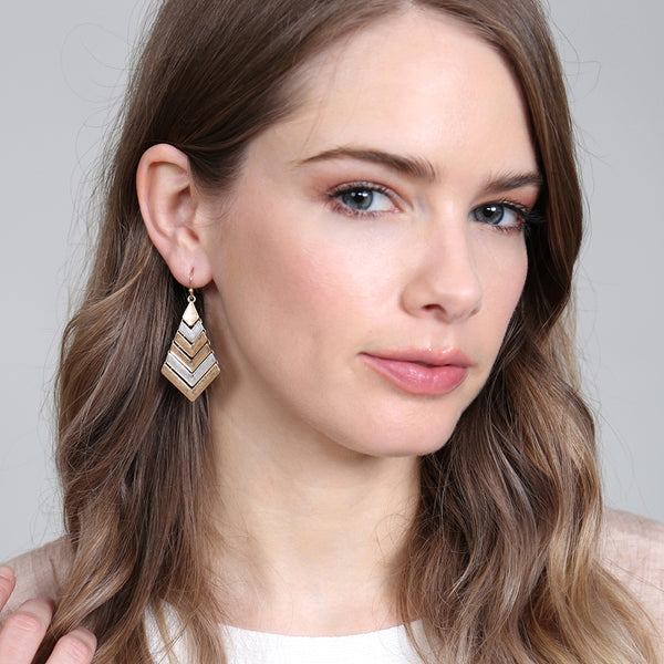 earrings - Metal Geometric Fish Hook Earrings - Girl Intuitive - MYS Wholesale Inc -