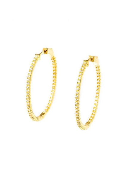 earrings - Mini Pave Oval Hoop Earrings - Girl Intuitive - Zenzii - 1.5" / Gold