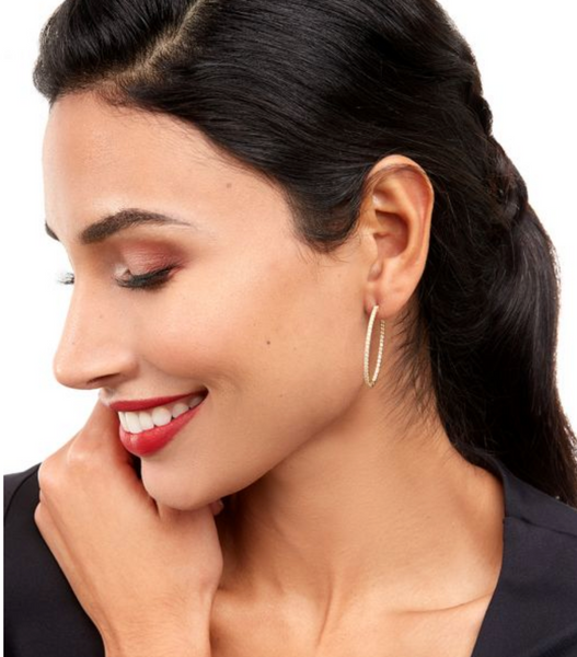 earrings - Mini Pave Oval Hoop Earrings - Girl Intuitive - Zenzii -