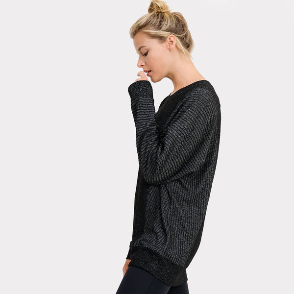 Sweater - Mixed Hacci Round Neck Sweater - Girl Intuitive - Mono B -