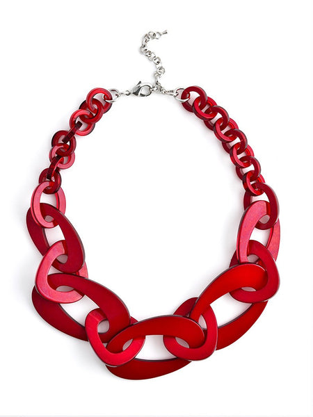 Necklace - Mod Resin Links Necklace - Girl Intuitive - Zenzii - Red