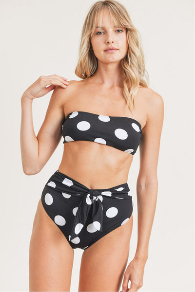 Swimwear - Mono B SWIM Black Polkadot Bikini with Tie Detail - Girl Intuitive - Mono B -