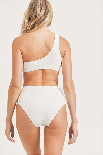 Swimwear - Mono B SWIM Textured Leopard Jacquard TACTEL® One-Shoulder Bikini - Girl Intuitive - Mono B -