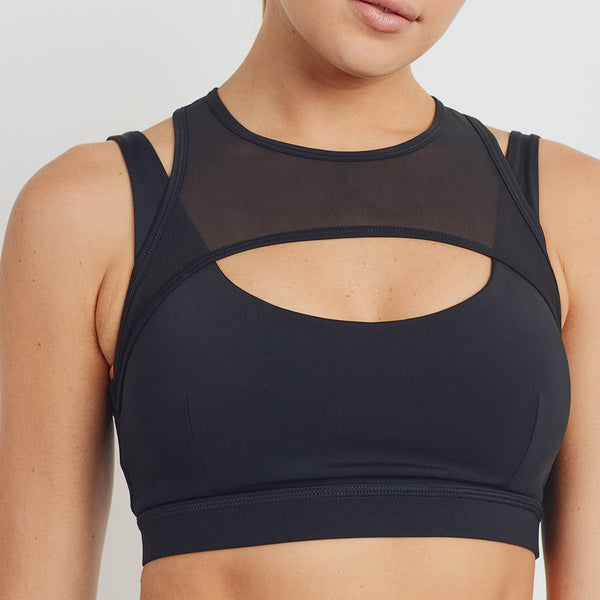 Sports Bra - Mono B GREEN Harness Mesh Hybrid Racerback Sports Bra - Girl Intuitive - Mono B -