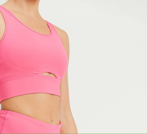 Sports Bra - Mono B GREEN Peekaboo Sports Bra and Biker Shorts in Pink - Girl Intuitive - Mono B -