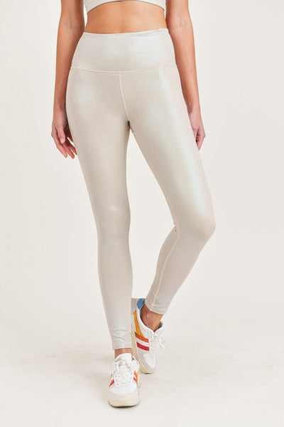 Leggings - Mono B Pearlescent Holo Foil Highwaist Leggings - Girl Intuitive - Mono B - S / Gold