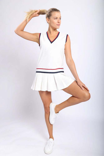 Dresses - Mono B V-Neck Cotton Tennis Dress - Girl Intuitive - Mono B -
