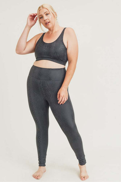 Leggings - Mono B CURVY Black Mamba Snake Foil Print Highwaist Leggings - Girl Intuitive - Mono B -