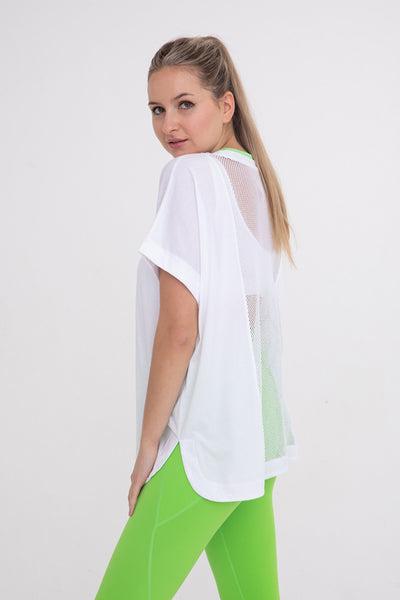 Mono B Mesh Back Short Sleeve Top