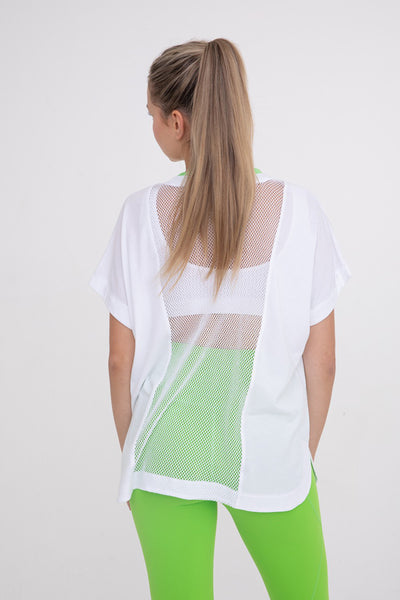 Mono B Mesh Back Short Sleeve Top