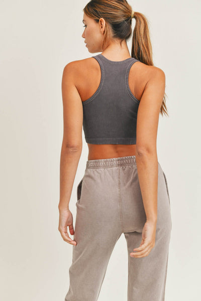 Mono B Ribbed Seamless Hybrid Cropped Tank Top