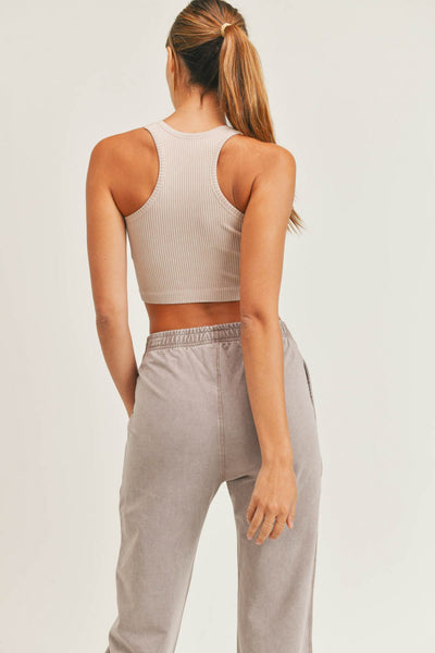 Mono B Ribbed Seamless Hybrid Cropped Tank Top