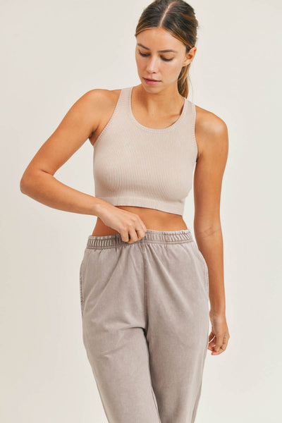 Mono B Ribbed Seamless Hybrid Cropped Tank Top