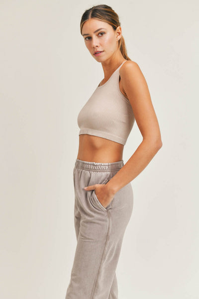 Mono B Ribbed Seamless Hybrid Cropped Tank Top