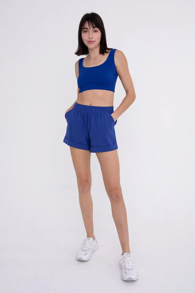 Mono B Highwaist Athleisure Shorts with Cuffed Leg