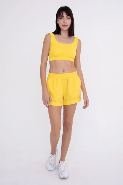 Mono B Highwaist Athleisure Shorts with Cuffed Leg