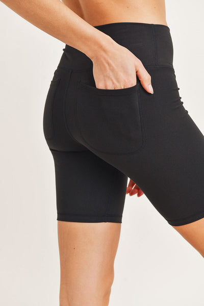 Shorts - Mono B Back Pocket Highwaist Biker Shorts - Girl Intuitive - Mono B -