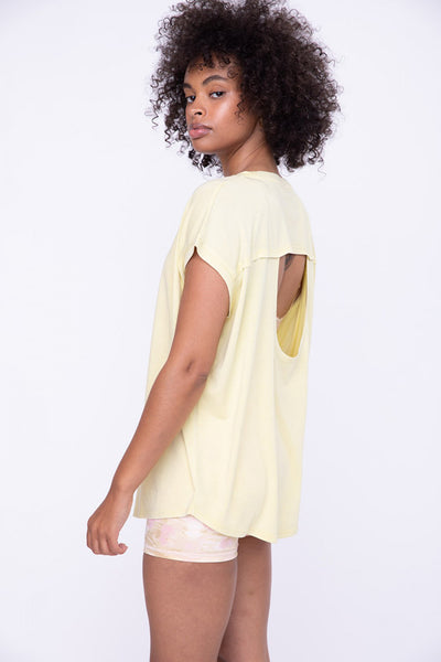 Mono B Cap-Sleeve Cut-Out Back Athleisure Top