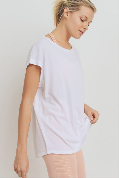 Mono B Cap-Sleeve Cut-Out Back Athleisure Top