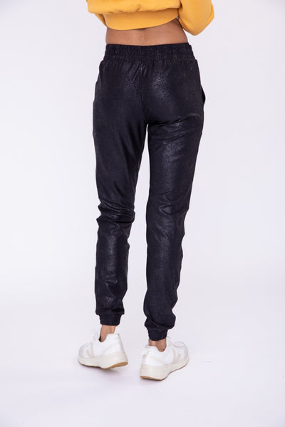 Mono B Foil Printed High-Waisted Joggers