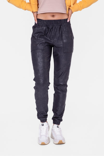 Mono B Foil Printed High-Waisted Joggers