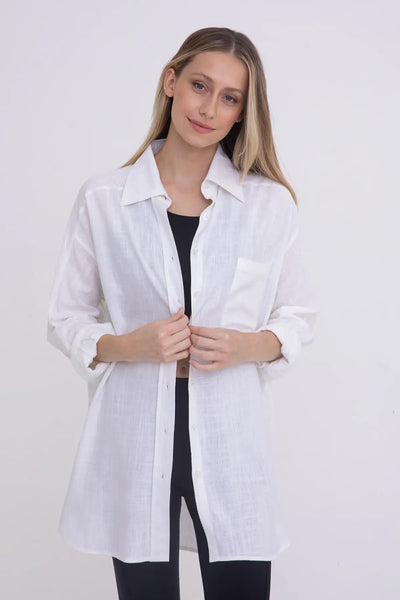 Mono B Linen-Blend Button Down Shirt