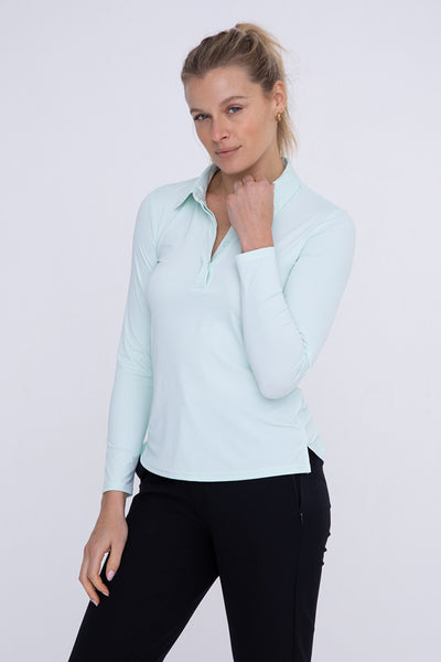 Shirts - Mono B Long Sleeve Active Golf Polo - Girl Intuitive - Mono B - S / Mint