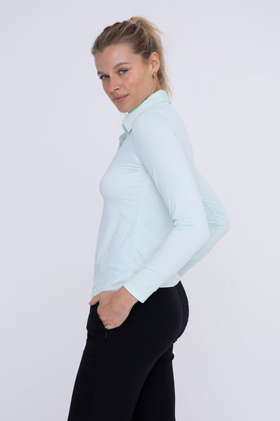 Shirts - Mono B Long Sleeve Active Golf Polo - Girl Intuitive - Mono B -