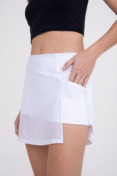 Skirt - Mono B Mesh Stripe Front Slit Active Skort - Girl Intuitive - Mono B -
