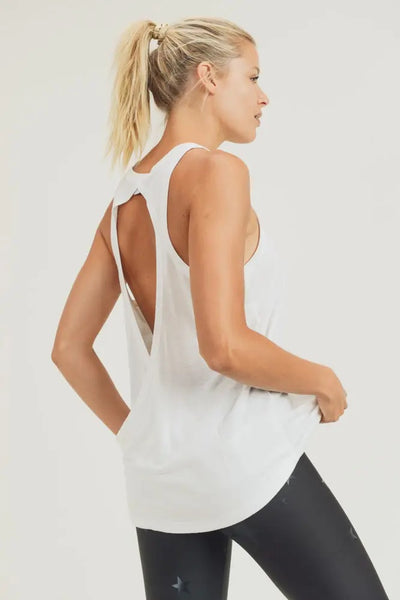 Mono B Open Overlay Back Tank Top