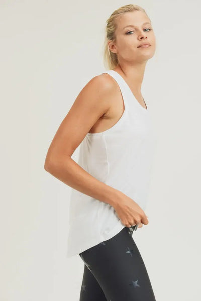 Mono B Open Overlay Back Tank Top