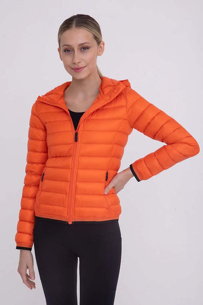 Jacket - Mono B Padded Puffer Jacket with Hood - Girl Intuitive - Mono B - S / Orange