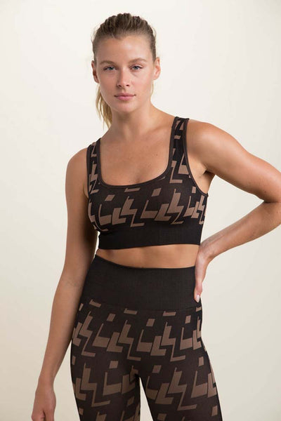 Sports Bra - Mono B Seamless Geometric Print Sports Bra - Girl Intuitive - mono b -