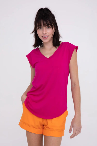 Mono B V Tee with Curved Hem