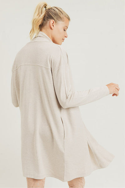 Sweater - Mono B Longline Open-Front Cardigan with Back Yoke - Girl Intuitive - Mono B -