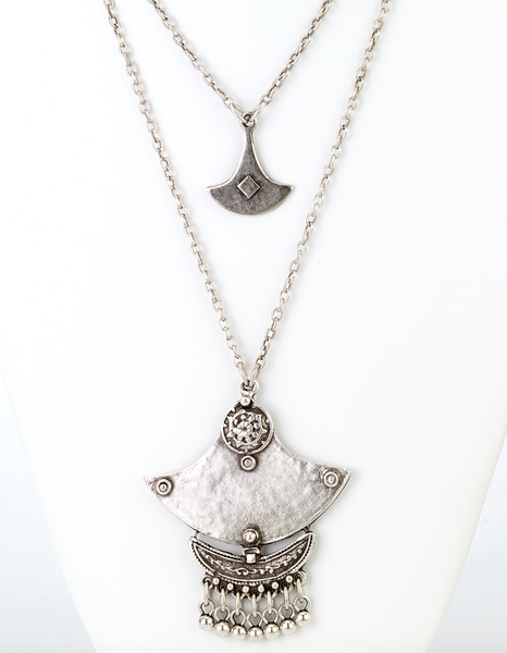 Necklace - Moon Pendant Layered Necklace - Girl Intuitive - Island Imports -