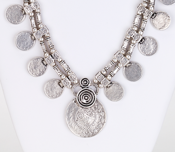 Necklace - Multi Coin Bohemian Necklace - Girl Intuitive - Island Imports -