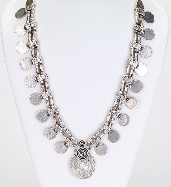 Necklace - Multi Coin Bohemian Necklace - Girl Intuitive - Island Imports -