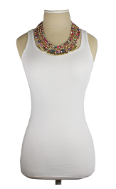 Necklace - Multi Color Beaded Gold Bib Necklace - Girl Intuitive - zad -