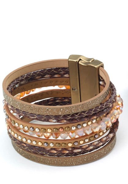 bracelet - Multi-Row Leather Bracelet - Girl Intuitive - Island Imports -