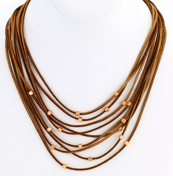 Necklace - Multi Strand Suede Necklace - Girl Intuitive - Island Imports -