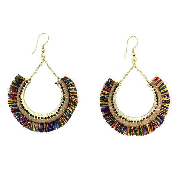 earrings - Multicolor Contoured Fringe Earrings - Girl Intuitive - WorldFinds -