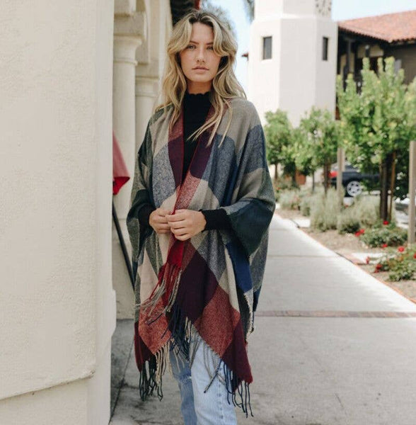 Scarves - Multicolor Plaid Ruana - Girl Intuitive - Leto -