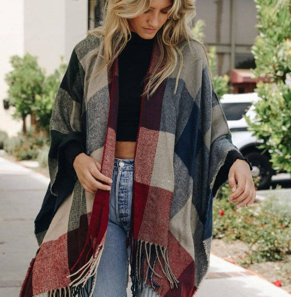 Scarves - Multicolor Plaid Ruana - Girl Intuitive - Leto -