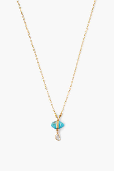 Necklace - Chan Luu Turquoise Evil Eye Necklace with Champagne Diamond - Girl Intuitive - Chan Luu -