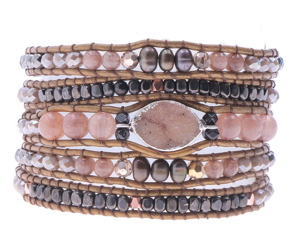 bracelet - Nakamol Issa Druzy Wrap Bracelet in Rose - Girl Intuitive - Nakamol -