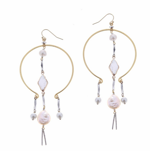 earrings - Nakamol MOP Geo Drop Earrings - Girl Intuitive - Nakamol -