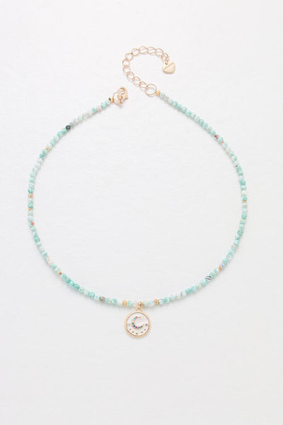 Necklace - Nakamol Agate Beaded Moon Charm Necklace - Girl Intuitive - Nakamol -