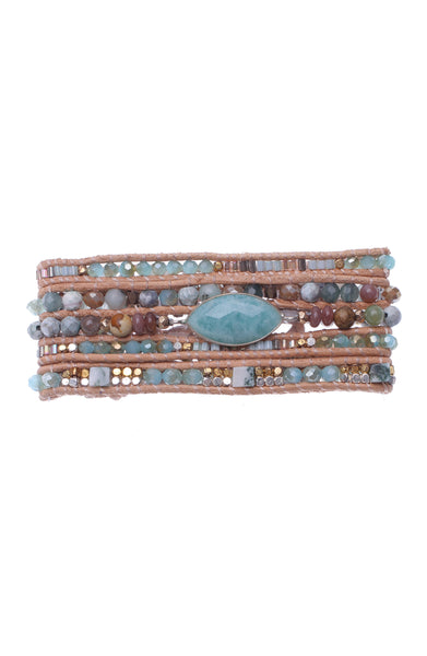 bracelet - Nakamol Amazonite Center Wrap Bracelet - Girl Intuitive - Nakamol -